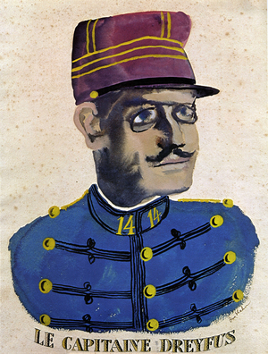 Portrait of Alfred Dreyfus. Watercolour by Ben Shahn (1898-1969), circa 1930.