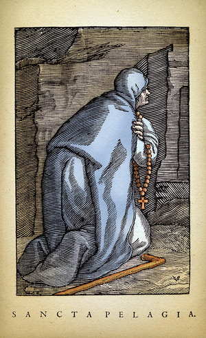 Representation of Saint Pelagia of Antioch (Martyr in 304) Pious Image 19th Century