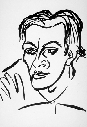 Portrait of the Russian poet Vladimir Majakovsky (1893-1930), Chinese ink self-portrait, about 1929