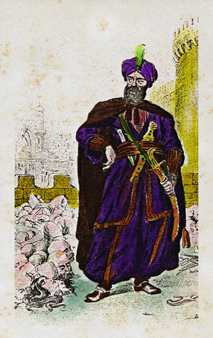 “Portrait of Barberossa (Khidir Khayr ad-Din (Barbaros Hozor Hayreddin Pasha or Pasa or Chair ad Din, Chaireddin or Cheireddin) (1466-1546), Great Admiral of the Ottoman Empire after a Pirate Career"” 18th Century Engraving