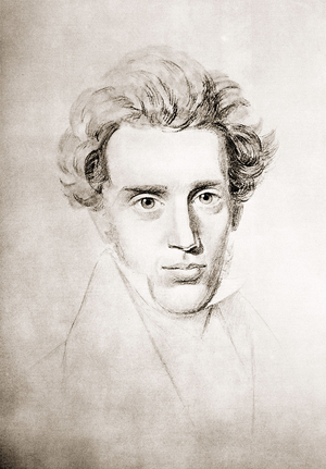 Soren KIERKEGAARD (1813 - 1855) Danish writer and philosopher, 19th century (engraving)