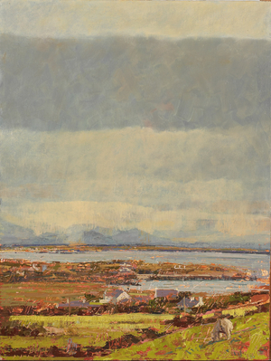 Snowdonia from Anglesey, 2004 (oil on panel)