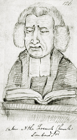 A pastor of the French Church, Threadneedle Street (pen & ink and pencil on paper)