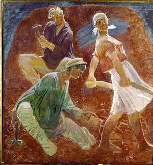 Stone crushers. (Crushed Stone Workers), 1926 (tempera on canvas)