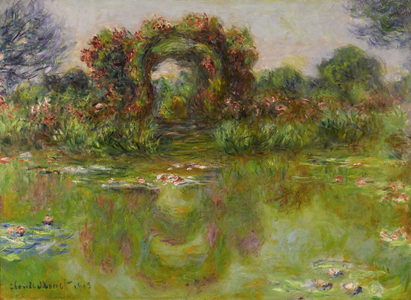 Bassin aux Nympheas, les Rosiers', 1913 (oil on canvas)
