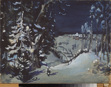 Preparatory decor for the Piece de Theater "La Demoiselle des Neiges", 1881 (oil on cardboard)