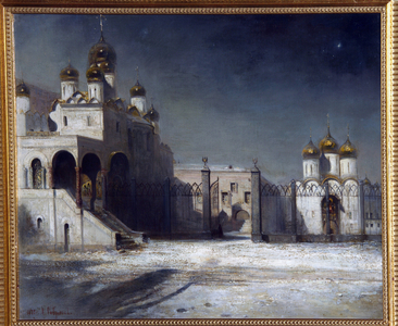 Place de la Cathedral in the Kremlin of Moscow, at night, 1878 (oil on canvas)