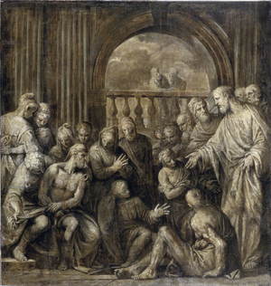 The Resurrection Of Lazarus (Lazare De Bethanie), 1584 (oil on canvas)