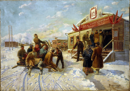 Polling station for Election at Soviet Supreme in U.R.S.S, 1938 (oil on canvas)