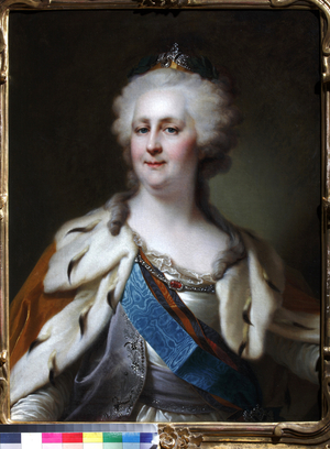 Portrait of Empress Empress Catherine II, the Great, 1790s (oil on canvas)