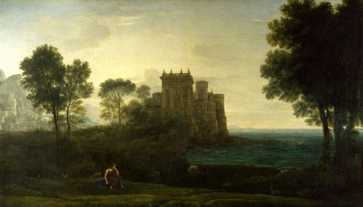 Landscape with Psyche outside the palace of Cupid or the enchanted castle, 1664 (oil on canvas)