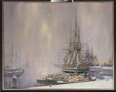 Cronstadt in winter (the port on the Baltic Sea at the time of Peter the Great (1672-1725)), 1995 (oil on canvas)