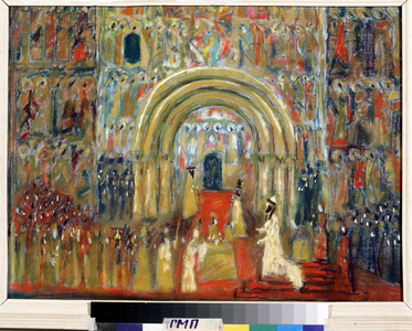 The coronation. Decor for the Opera Boris Godounov of Modeste Moussorgski (1839-1881), 1989 (pastel on paper)