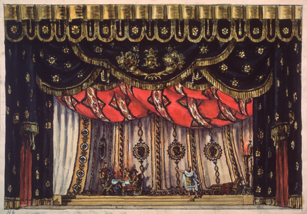 Preparatory decor for the theater's part "the destructive of Jerusalem", 1919 (ink on paper)