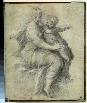 "Virgin has the child on the clouds" (Madonna and Child on the Clouds), 1525 (drawing)