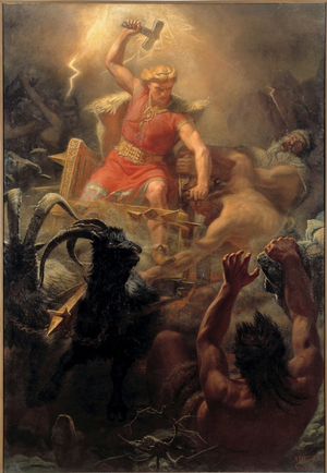 Thor's fight (TOR) with the giants - Thor's Fight With The Giants, 1872 (oil on canvas)