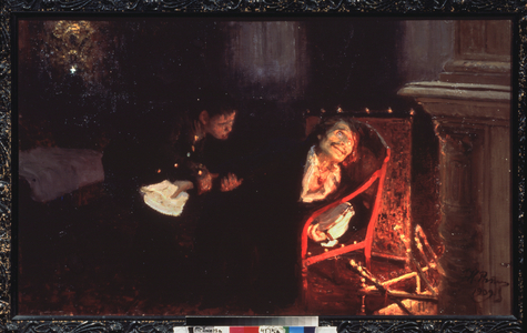 The self-immolation of Nicolas Gogol (1809-1852), 1909 (oil on canvas)