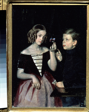 "Portrait Of The Two Gerbin Children Contemplating A Butterfly", 1851 (painting)