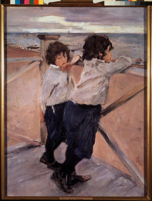 Children. (Two Brothers, On A Wooden Pontoon, In Front Of The Baltic Sea), 1899 (oil on canvas)