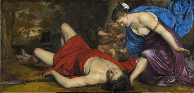 Venus and Cupid Mourning the Dead Adonis, c.1647-1648 (oil on canvas)