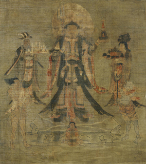 Tibetan Culture: Varavana Bishamonten, The Guardian of the North, 12th century (ink on silk)