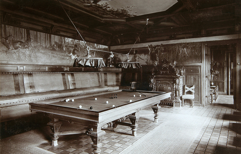 The Billiard Room in the Emperor Palace in the Bialowieza Park (Poland), c.1894 (silver gelatin photograph)