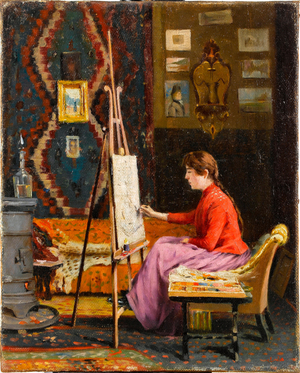 Girl Painter and Her Studio, 1939 (oil on canvas)