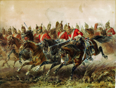 The Charge of the Light Brigade During the Battle of Balaclava (Bataille de Balaklava), 1854 (watercolour on paper)