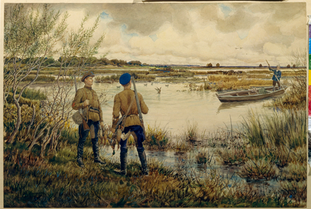 Hunting, 1937 (watercolour on paper)