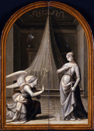 The Annunciation (Triptych, Reverse), 1500 (oil on wood)