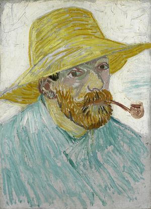 Self-Portrait With Straw Hat And Pipe, 1887 (oil on canvas)
