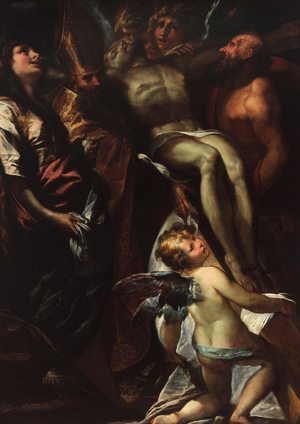 The Descent from the Cross with Saints Mary Magdalene, Augustine, Jerome and Angels, c.1618 (oil on canvas)