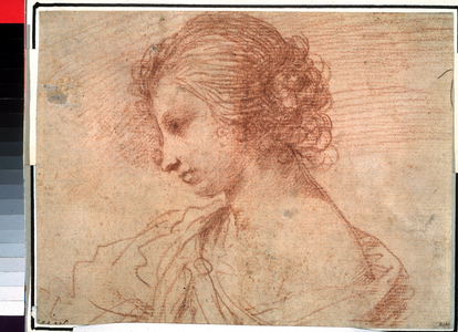 Young girl's portrait. (Breast Portrait of A Young Female), 17th century (red chalk on paper)