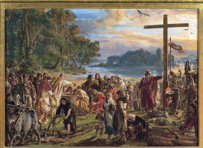 The chhristianization of Poland, 966 - The Christianization of Poland, 966, 1889 (oil on wood)