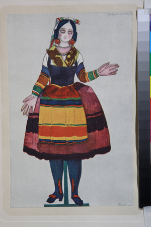 the italian doll, costume for the ballet "La Boutique Fantasque" directed by Gioachino Rossini, 1919 (lithograph)
