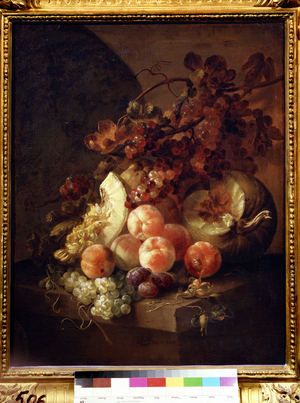 Nature morte aux peches (Still life with peaches) (oil on canvas)