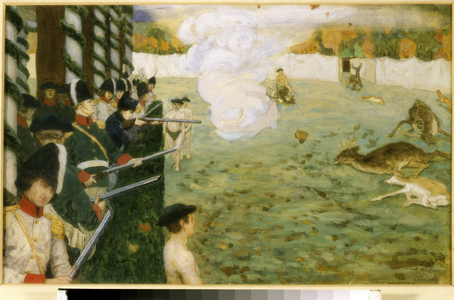 Alexander I and Napoleon Hunting in 1807 (watercolour)