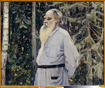 Portrait of the author Leo N. Tolstoy, 1918 (oil on canvas)