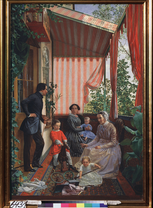 Family portrait on the balcony, 1851 (oil on canvas)