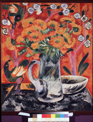 Still Life With a Bird Pattern on the Background, 1910 (oil on canvas)