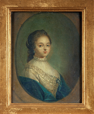 Portrait of the writer Madeleine de Scudery (1607-1701) (oil on paper)