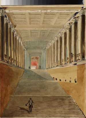 The grand staircase (or staircase of the ambassadors or jordan staircase), c.1840 (watercolour on paper)