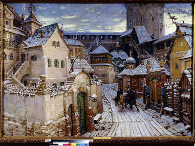 An announcement in the Kremlin, 1913 (oil on canvas)