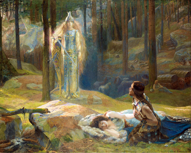 Revelation, Brunnhilde (Brunehilde, Brynhildr) Decouvrant Siegmund and Sieglinde, 1893 (oil on canvas)