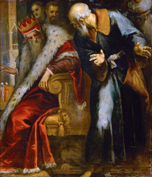 The Prophet Nathan Rebukes King David (oil on canvas)