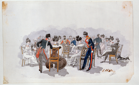 At A Ball, c.1830 (watercolour on paper)