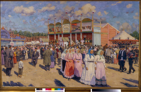 Public Merry Making at the Maiden's Field in Moscow, 1909 (oil on canvas)