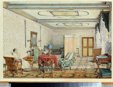 Interior, 19th century (watercolour)
