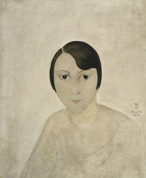 Portrait of Kiki de Montparnasse (1901-1953), 1925 (oil and watercolour on canvas)
