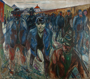 Workers On Their Way Home, 1913-14 (oil on canvas)